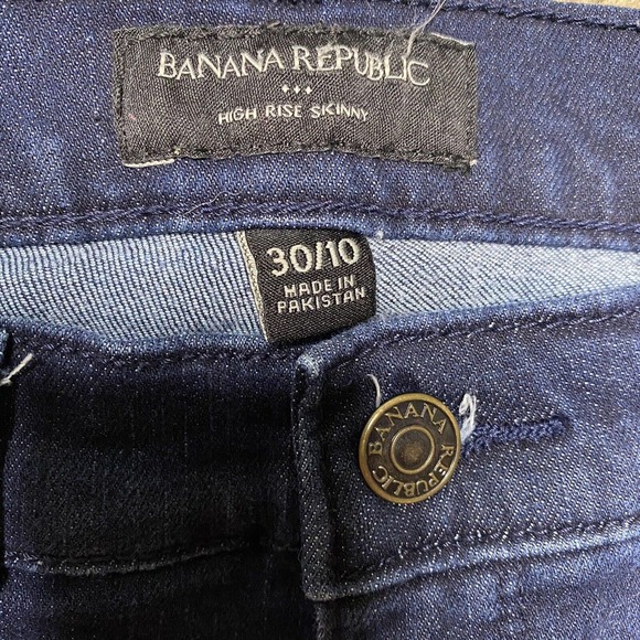 Banana Republic High Rise Skinny stretch Jeans Women's 30/10 Dark Wash Raw Hem - Picture 3 of 8